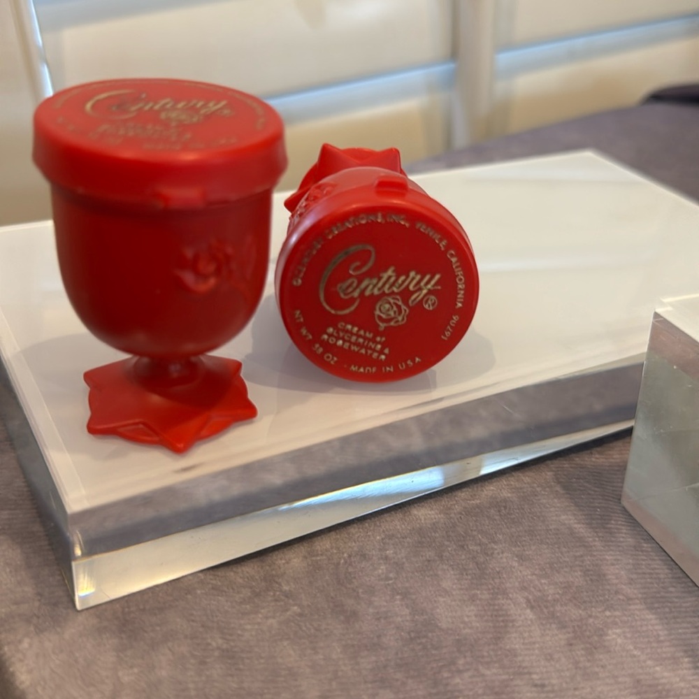 Vintage century, cream of glycerin‎ and rosewater vintage containers set of two